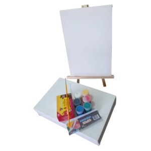 KIT 1 TELA 20 X 30 +CAVALETE + GUACHE