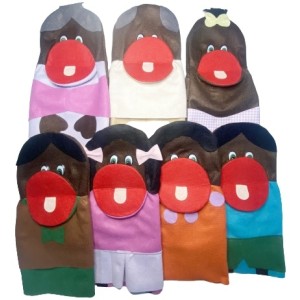 FANTOCHE FELTRO FAMILIA NEGRA C/ 7 JOD